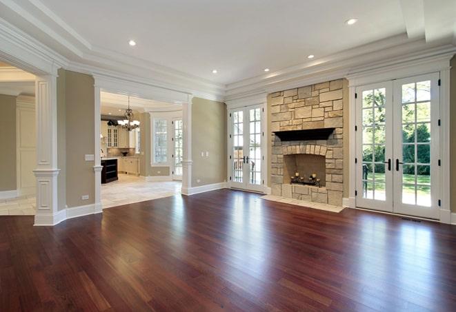 gleaming cherry wood flooring in hallway